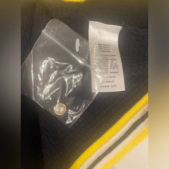 Talbots Women's Navy Yellow Trim Pearl Button Stretch Career Cardigan Sweater XL - Picture 12 of 14